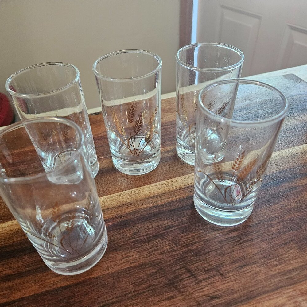 vintage homer Laughlin wheat juice glasses set of five